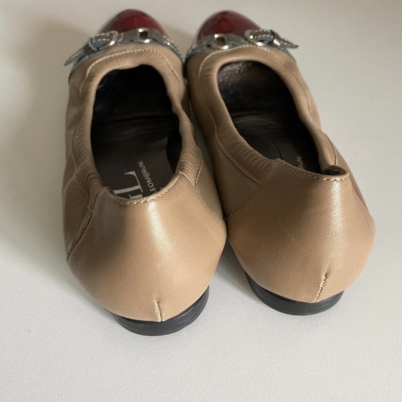 AGL Attilio Giusti Leombruni Ballet Flat Red Cap Toe Beige Leather Class… - Picture 8 of 10
